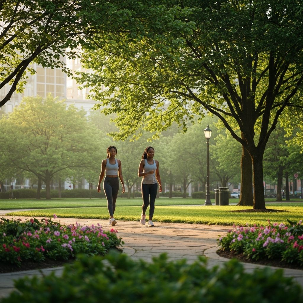 Person walking in urban park